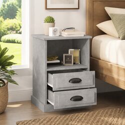 Elegant Grey Bedside Cabinet with Drawers