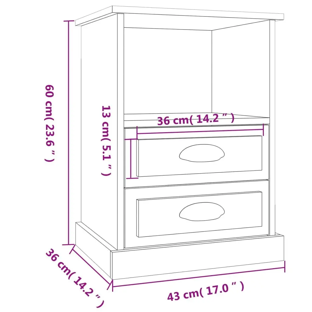 Grey Bedside Cabinet with Drawers