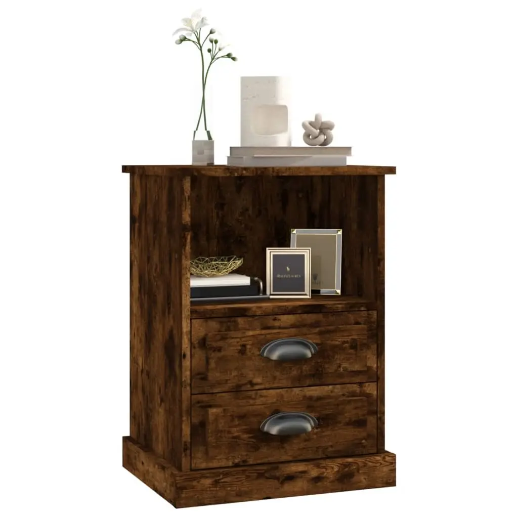 Bedside Cabinets 2 pcs Brown 43x36x60 cm Drawers Open Compartment Storage