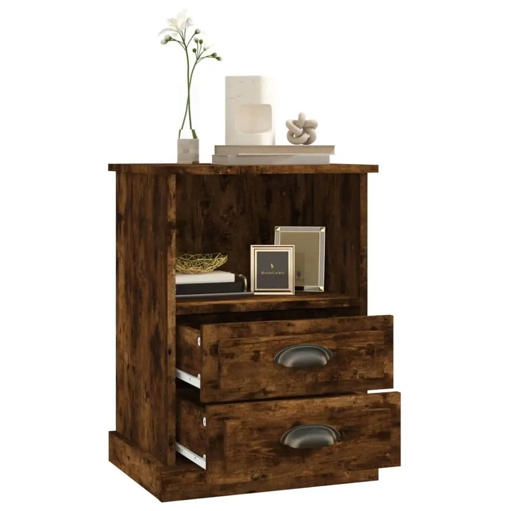 Bedside Cabinets 2 pcs Brown 43x36x60 cm Drawers Open Compartment Storage