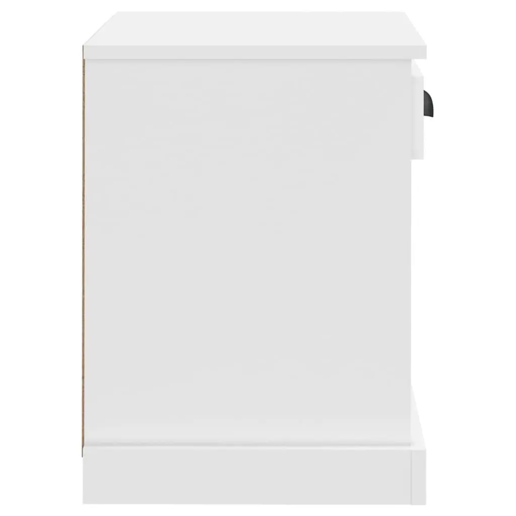 Bedside Cabinet White Engineered Wood 2 Piece Nightstand Drawer Storage Compartments
