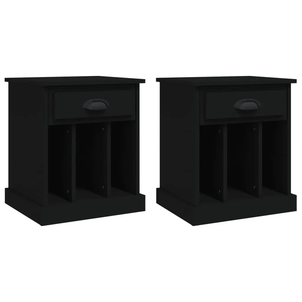 Bedside Cabinet Black 43x36x50 cm Engineered Wood Storage Drawer Compartments