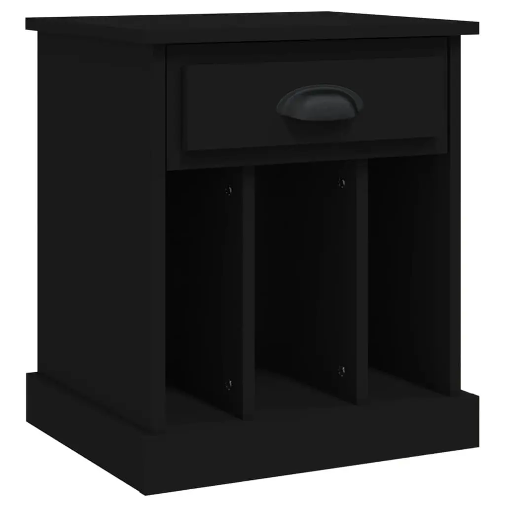 Bedside Cabinet Black 43x36x50 cm Engineered Wood Storage Drawer Compartments