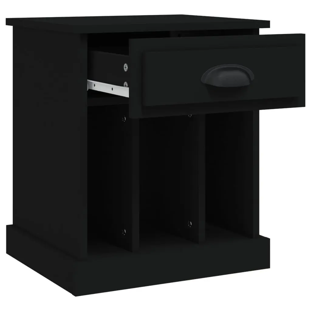 Bedside Cabinet Black 43x36x50 cm Engineered Wood Storage Drawer Compartments