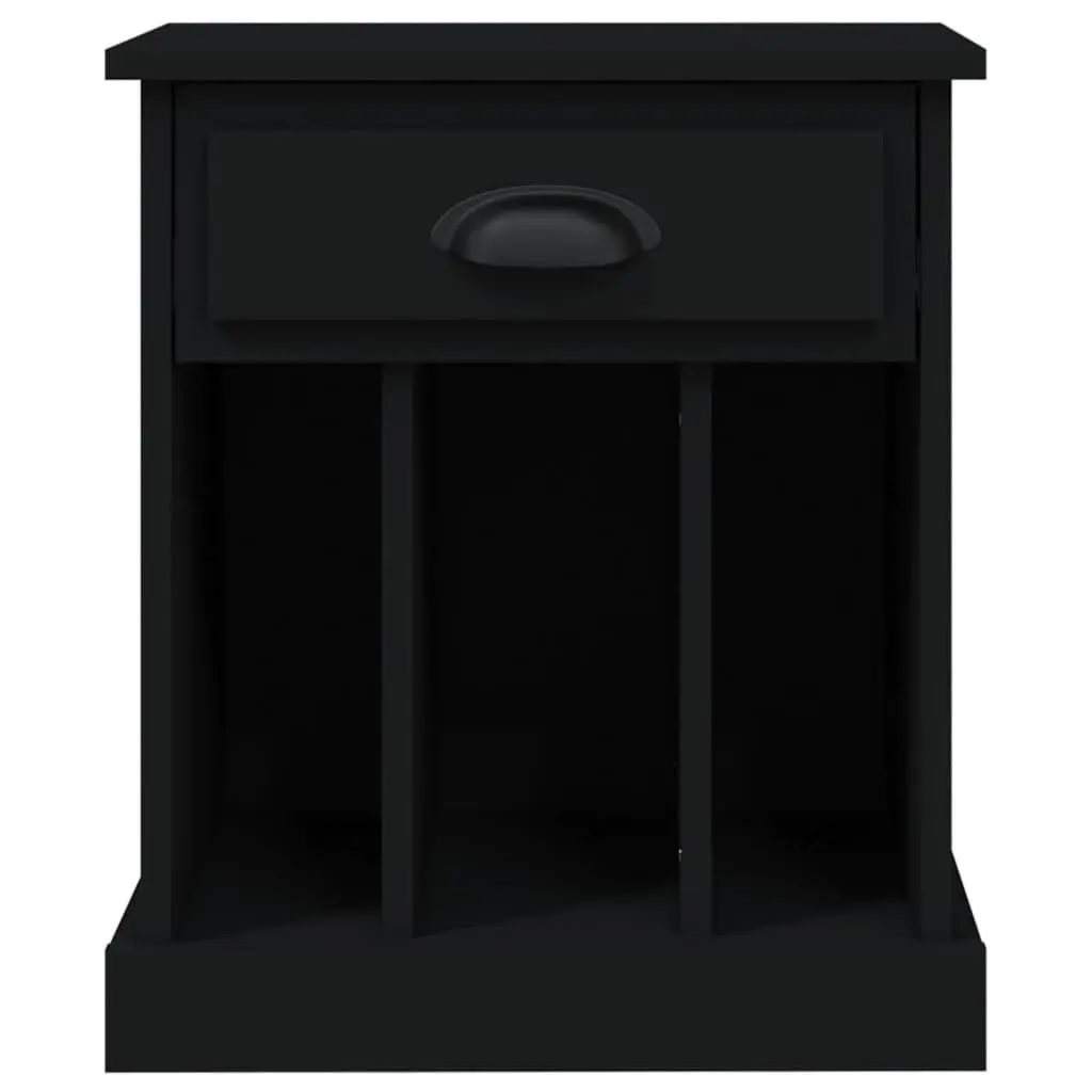 Bedside Cabinet Black 43x36x50 cm Engineered Wood Storage Drawer Compartments