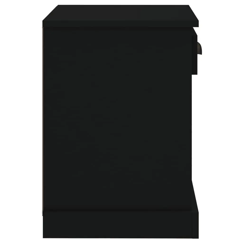 Bedside Cabinet Black 43x36x50 cm Engineered Wood Storage Drawer Compartments