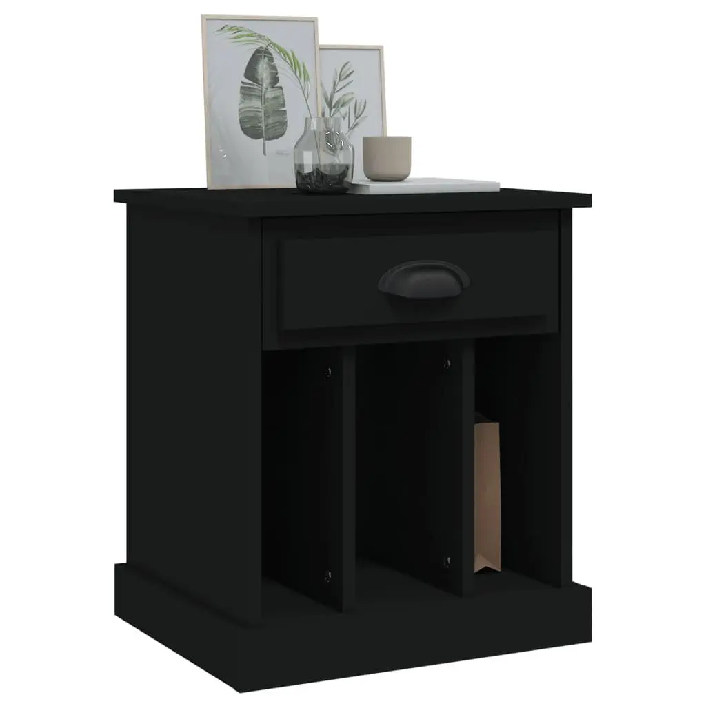 Bedside Cabinet Black 43x36x50 cm Engineered Wood Storage Drawer Compartments