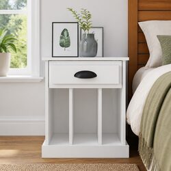 Elegant White High Gloss Bedside Cabinet for Storage