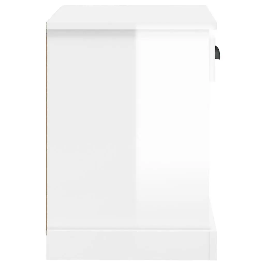 Bedside Cabinet White High Gloss 43x36x50 cm Engineered Wood Drawer Storage Compartment
