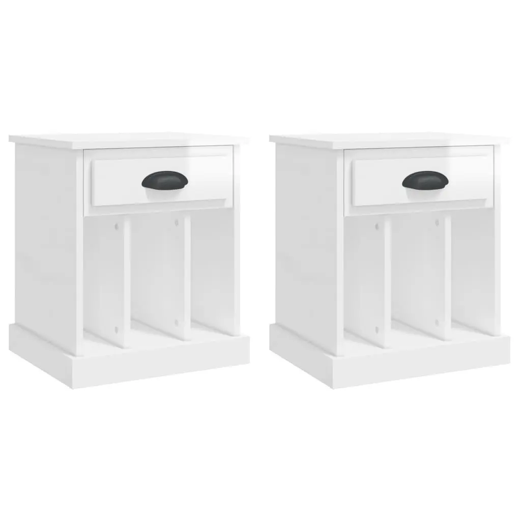 Bedside Cabinets High Gloss White 43 x 36 x 50 cm Engineered Wood 2 Piece