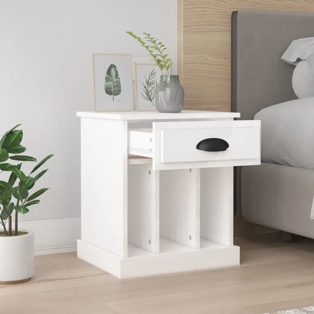Bedside Cabinets High Gloss White 43 x 36 x 50 cm Engineered Wood 2 Piece