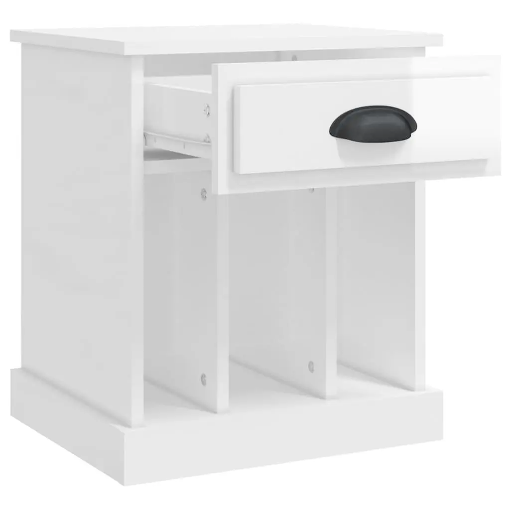 Bedside Cabinets High Gloss White 43 x 36 x 50 cm Engineered Wood 2 Piece