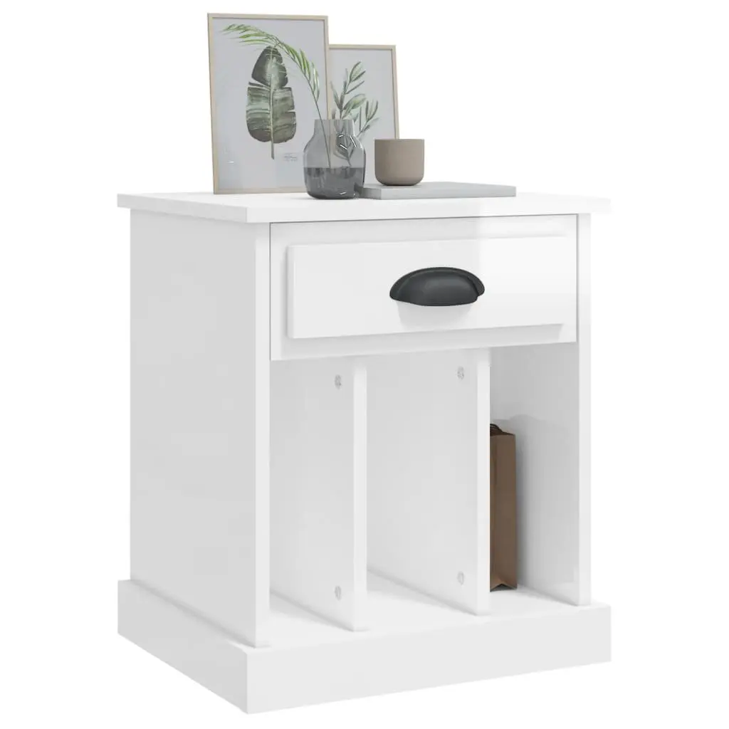 Bedside Cabinets High Gloss White 43 x 36 x 50 cm Engineered Wood 2 Piece