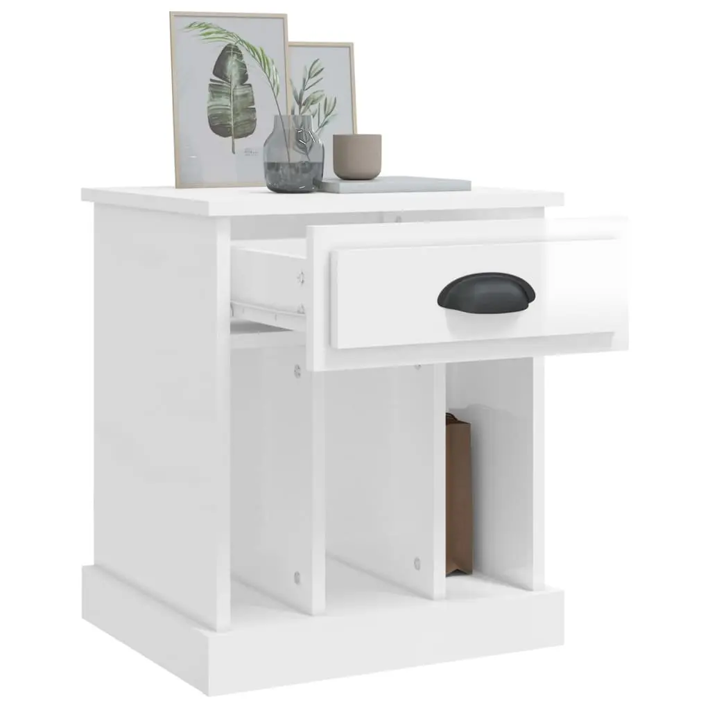 Bedside Cabinets High Gloss White 43 x 36 x 50 cm Engineered Wood 2 Piece