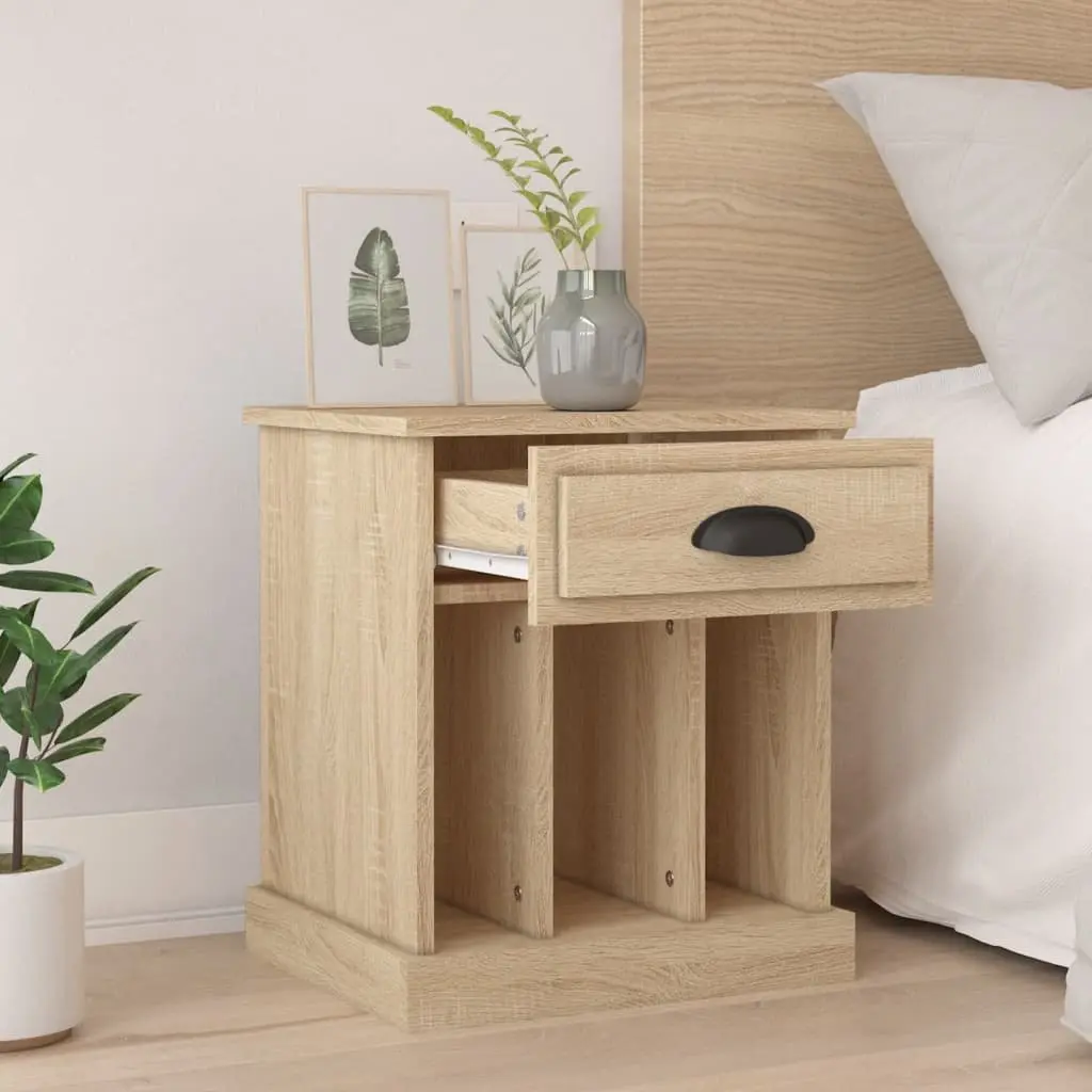 Bedside Cabinets Brown Sonoma Oak 43x36x50 cm Engineered Wood Nightstand Storage Drawer 2 Piece