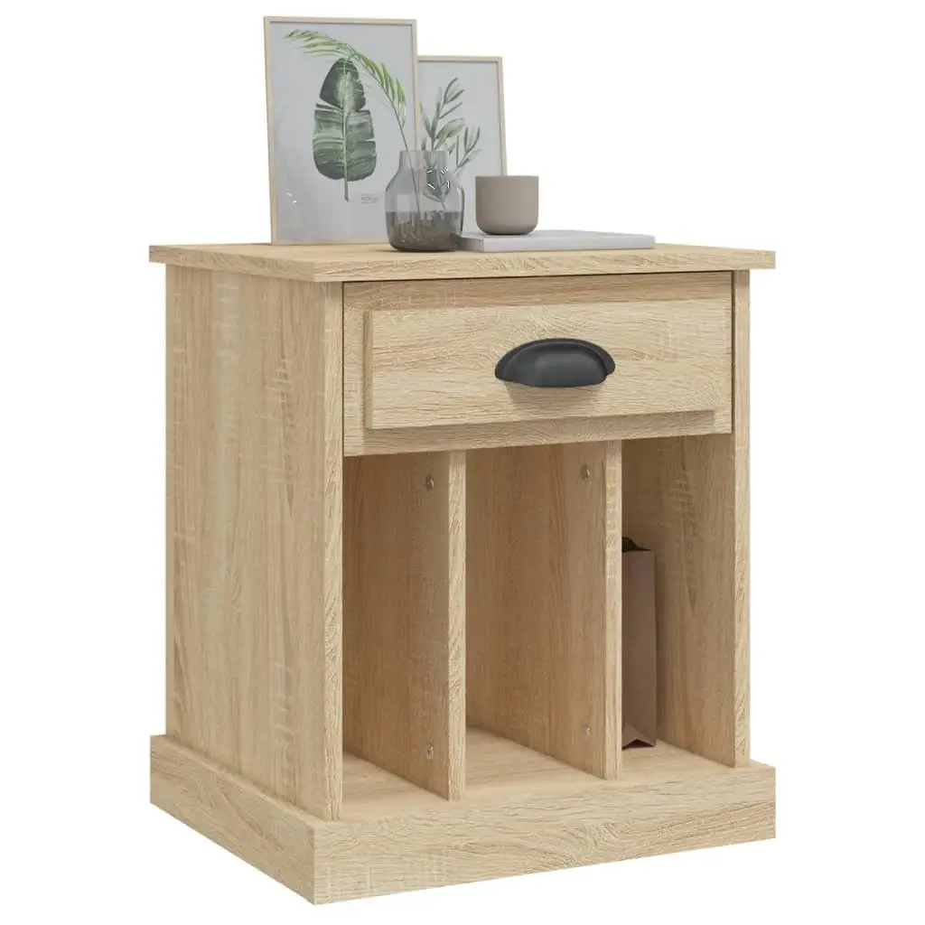 Bedside Cabinets Brown Sonoma Oak 43x36x50 cm Engineered Wood Nightstand Storage Drawer 2 Piece