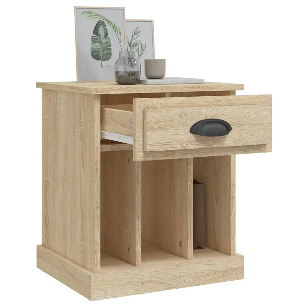 Bedside Cabinets Brown Sonoma Oak 43x36x50 cm Engineered Wood Nightstand Storage Drawer 2 Piece