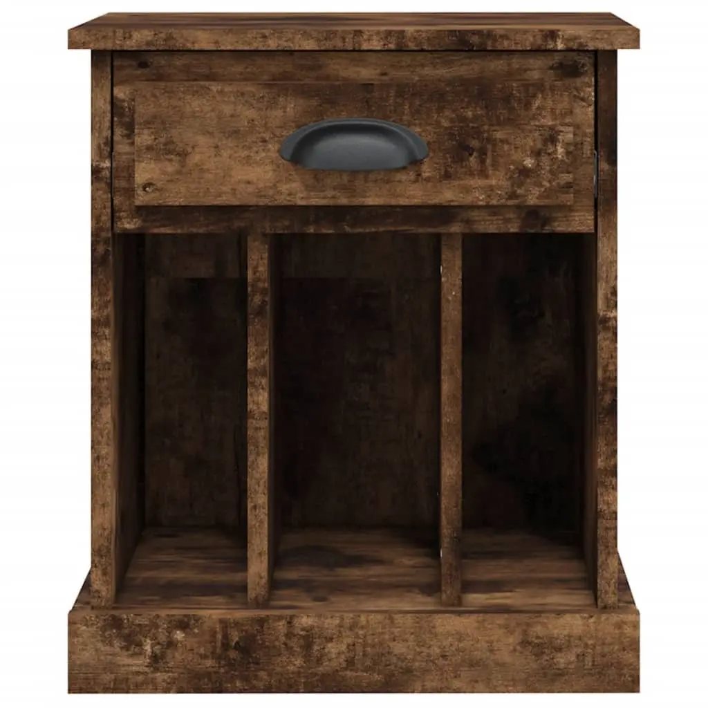 Bedside Cabinets Brown Engineered Wood 2 Piece Storage Drawer Compartment Nightstand