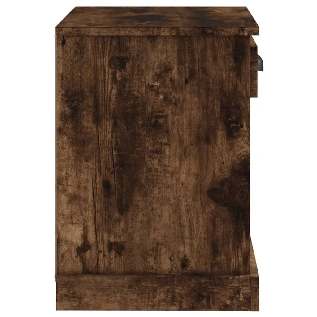 Bedside Cabinets Brown Engineered Wood 2 Piece Storage Drawer Compartment Nightstand