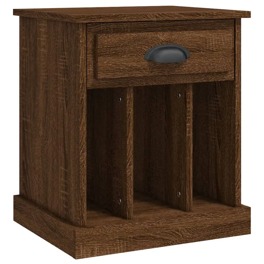 Bedside Cabinet Brown Oak 43x36x50cm Engineered Wood Nightstand with Drawer and Storage Compartments