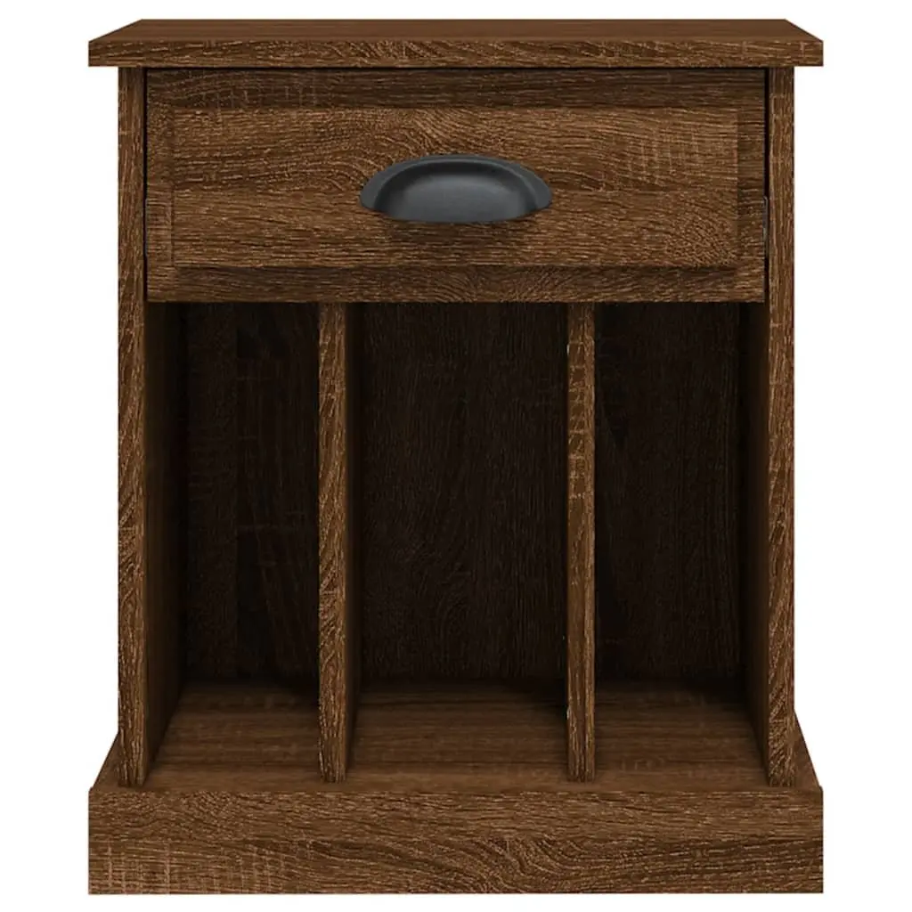 Bedside Cabinet Brown Oak 43x36x50cm Engineered Wood Nightstand with Drawer and Storage Compartments