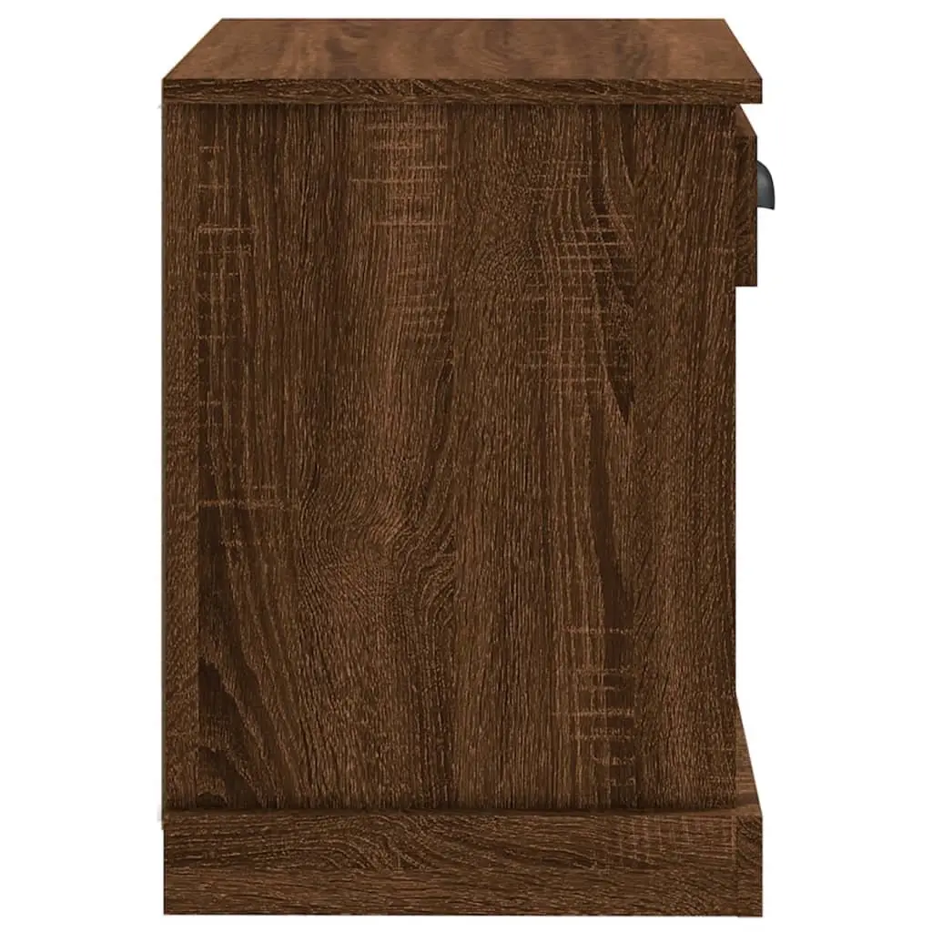 Bedside Cabinet Brown Oak 43x36x50cm Engineered Wood Nightstand with Drawer and Storage Compartments