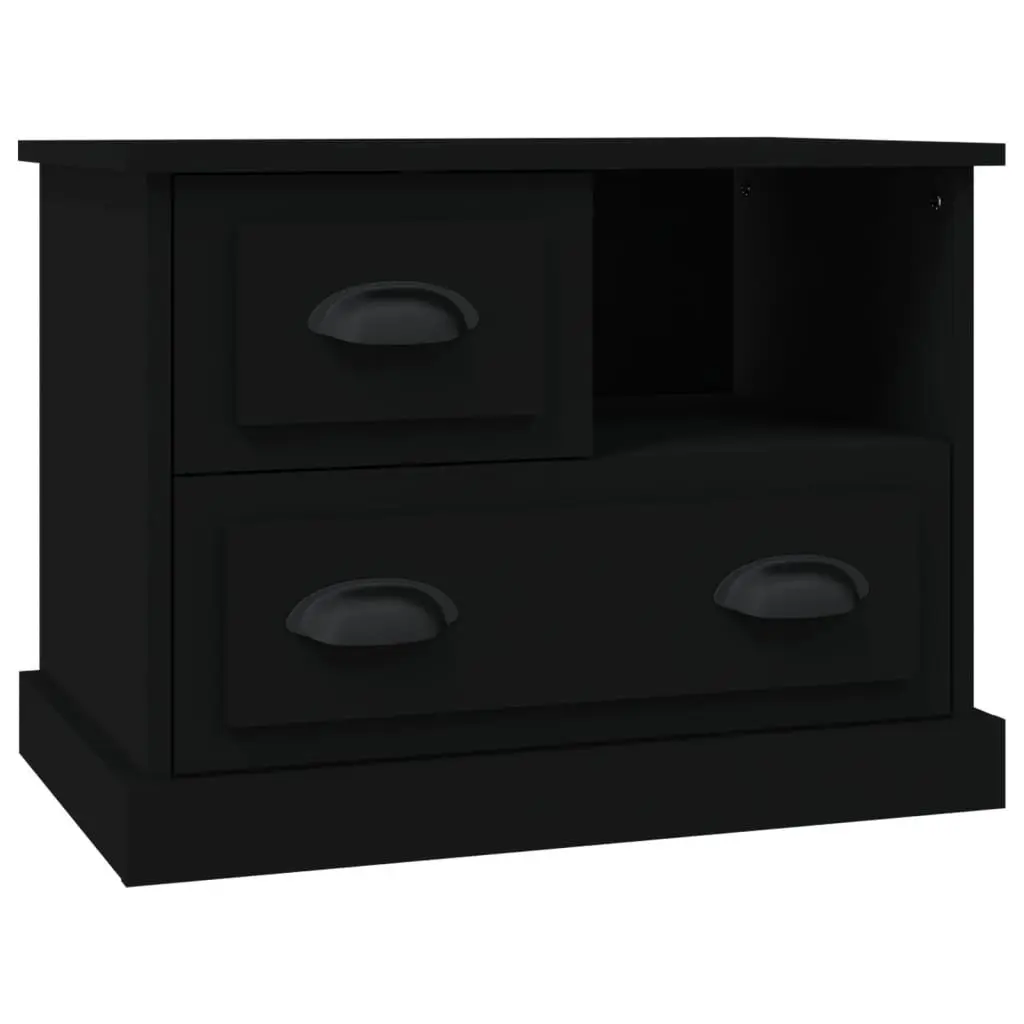 Black Bedside Cabinet with Storage Drawers