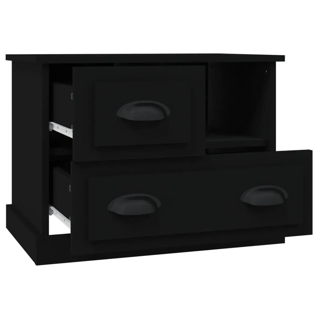 Black Bedside Cabinet with Storage Drawers