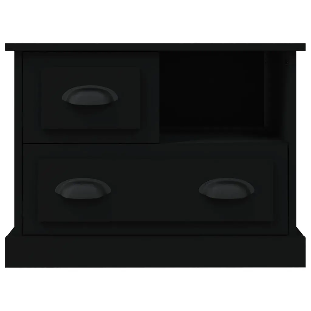Black Bedside Cabinet with Storage Drawers