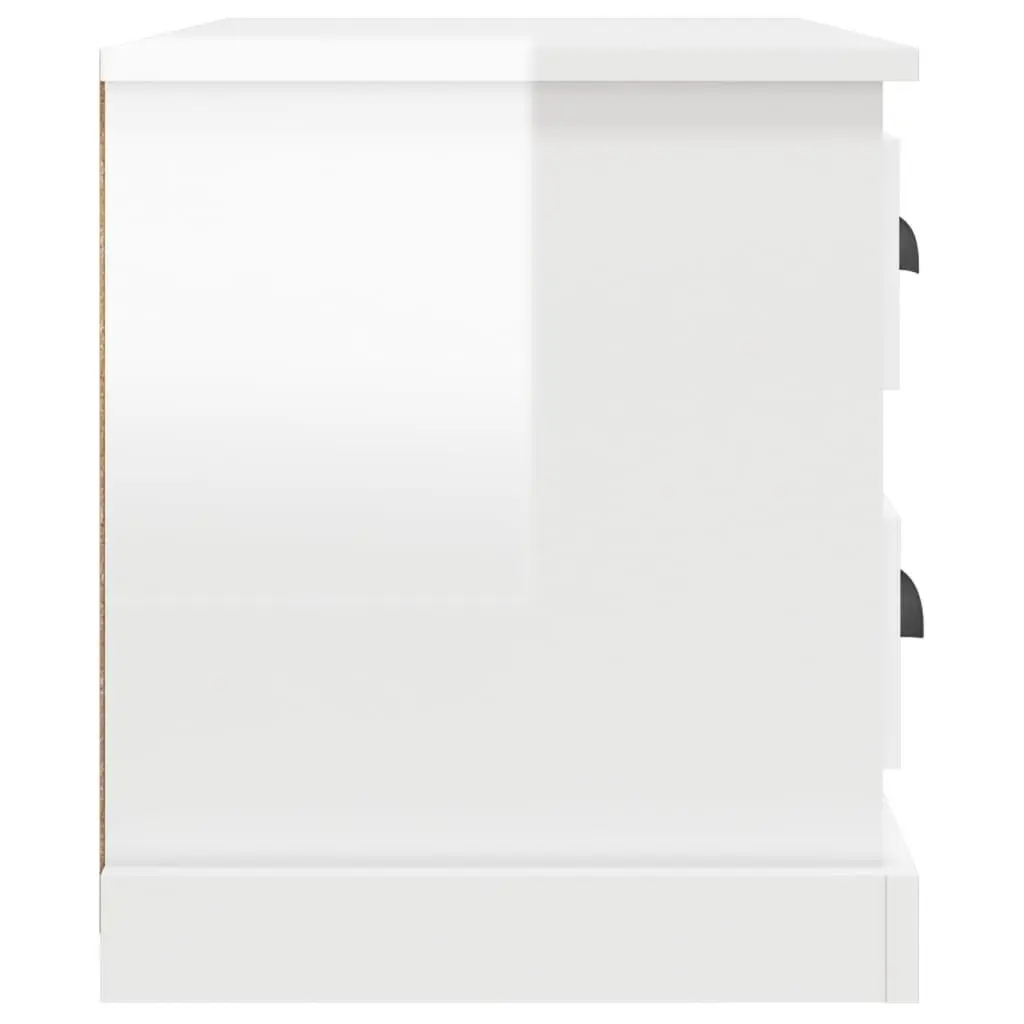 Bedside Cabinet White High Gloss Modern Bedroom Side Table Engineered Wood 60 x 39 x 45 cm