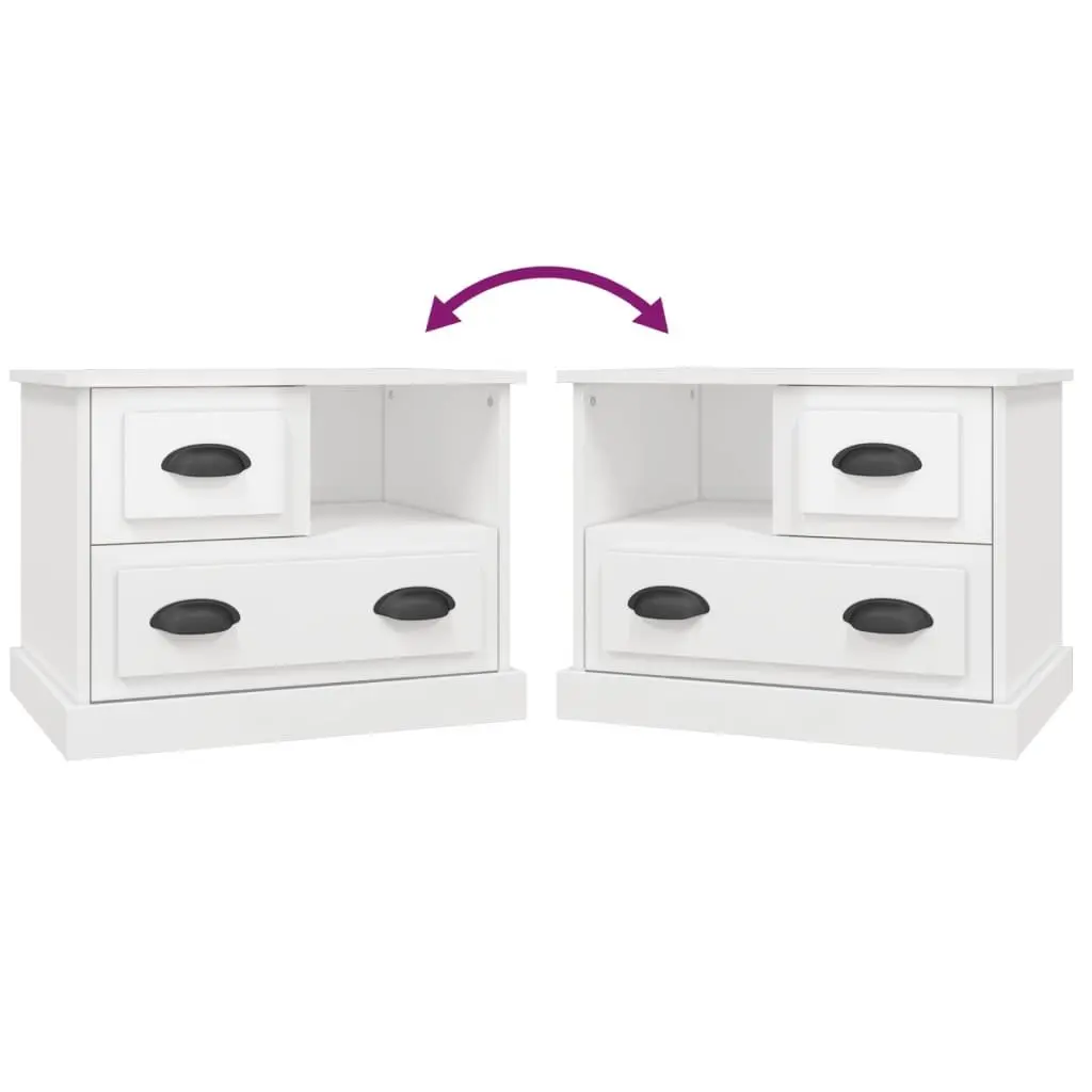 Bedside Cabinet White High Gloss Modern Bedroom Side Table Engineered Wood 60 x 39 x 45 cm