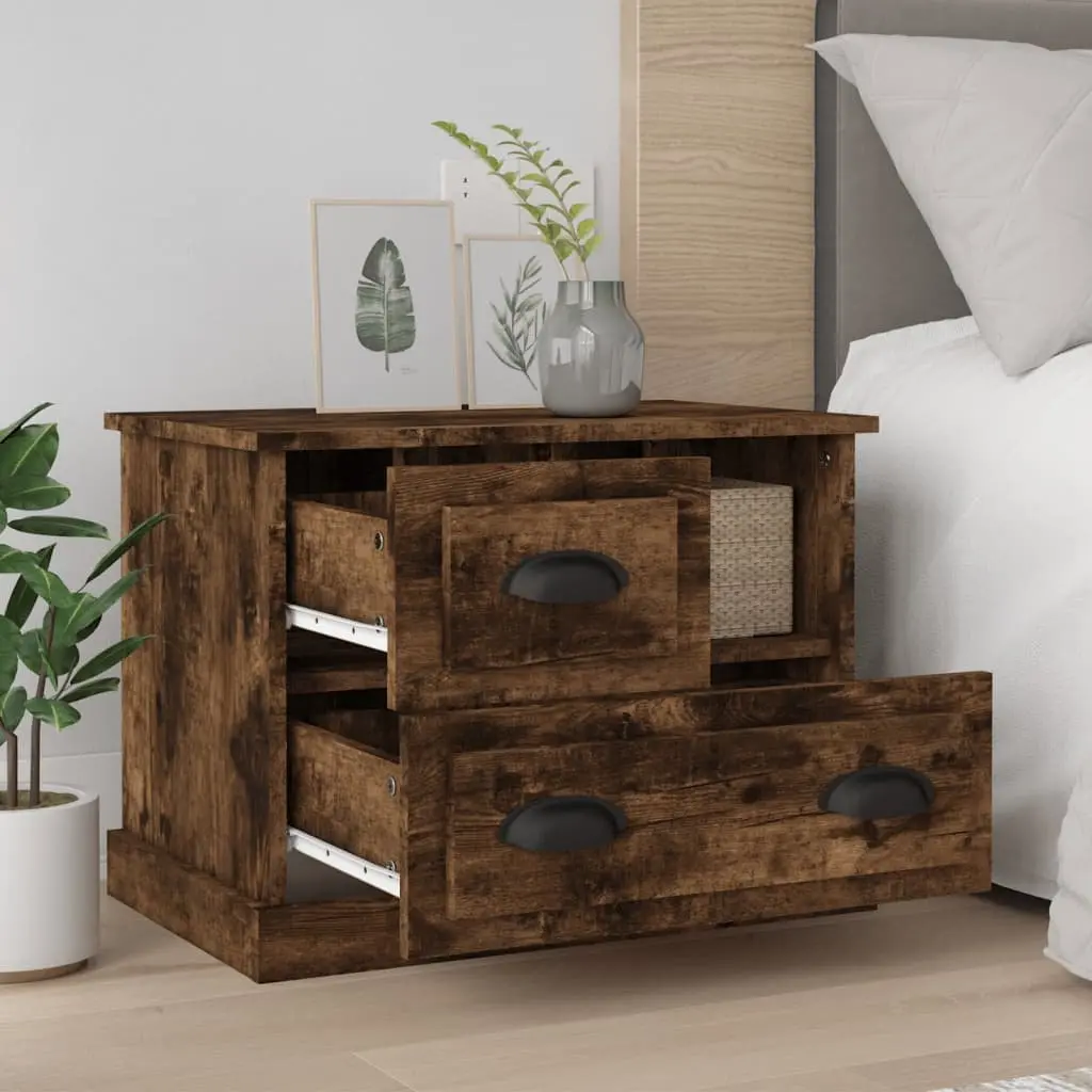 Brown Bedside Cabinet with Drawers for Storage
