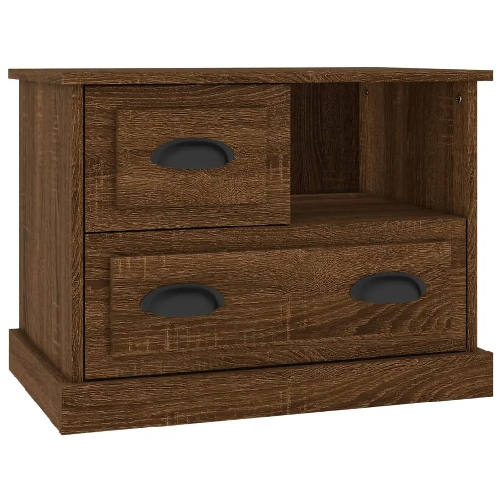 Bedside Cabinet Brown Oak 60x39x45 cm Bedroom Storage Table with Drawers