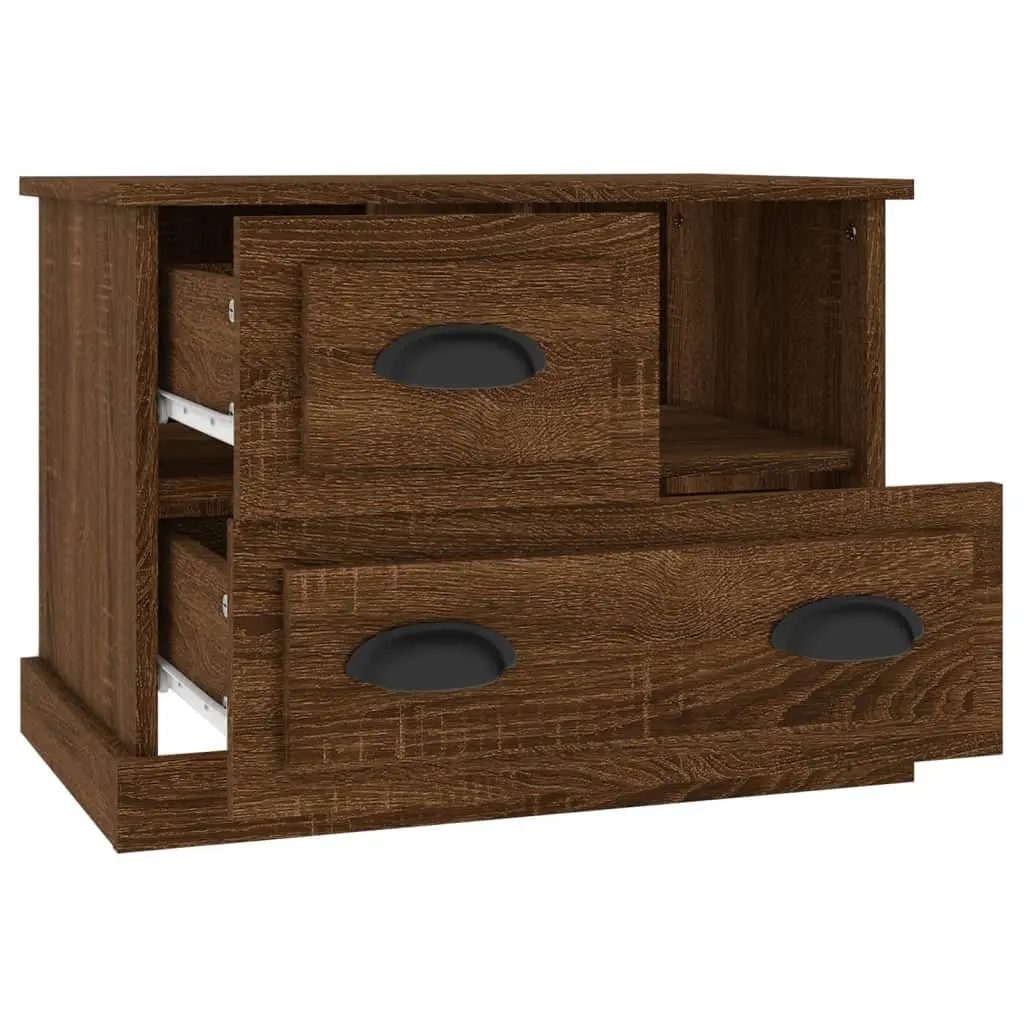 Bedside Cabinet Brown Oak 60x39x45 cm Bedroom Storage Table with Drawers
