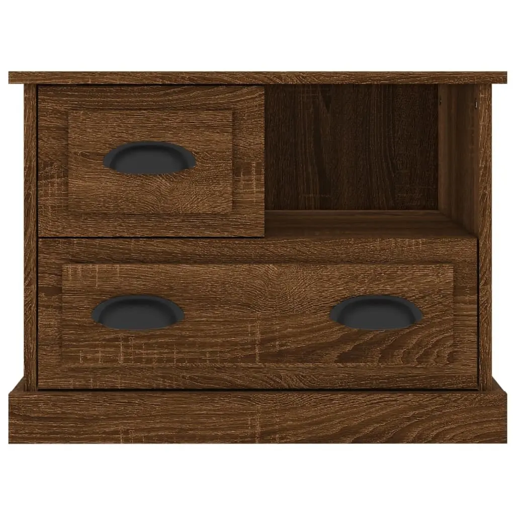 Bedside Cabinet Brown Oak 60x39x45 cm Bedroom Storage Table with Drawers