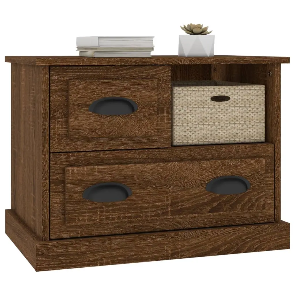 Bedside Cabinet Brown Oak 60x39x45 cm Bedroom Storage Table with Drawers