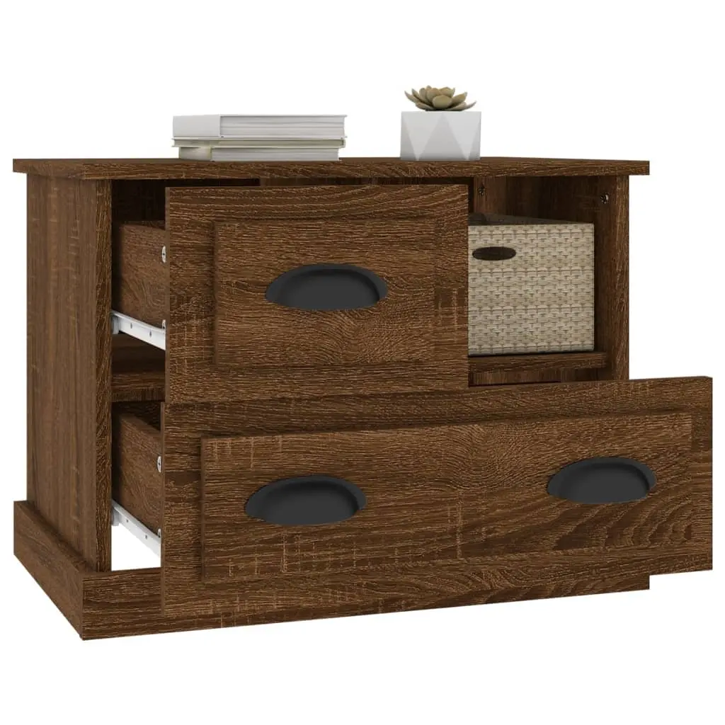 Bedside Cabinet Brown Oak 60x39x45 cm Bedroom Storage Table with Drawers