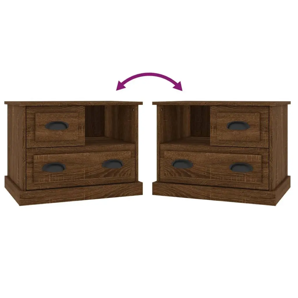Bedside Cabinet Brown Oak 60x39x45 cm Bedroom Storage Table with Drawers