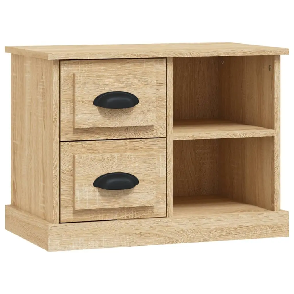 Bedside Cabinet Brown 60 x 35.5 x 45 cm Engineered Wood with 2 Drawers and 2 Compartments