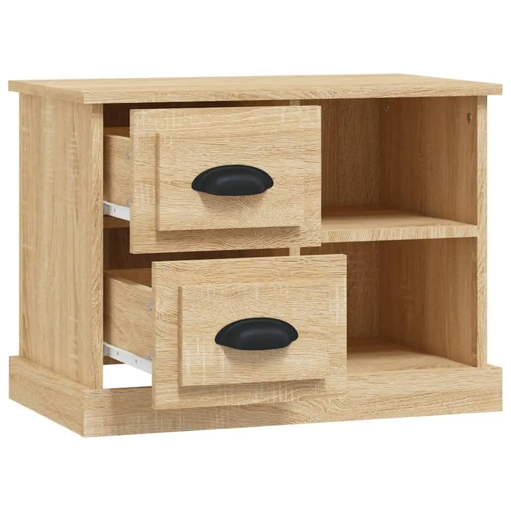 Bedside Cabinet Brown 60 x 35.5 x 45 cm Engineered Wood with 2 Drawers and 2 Compartments