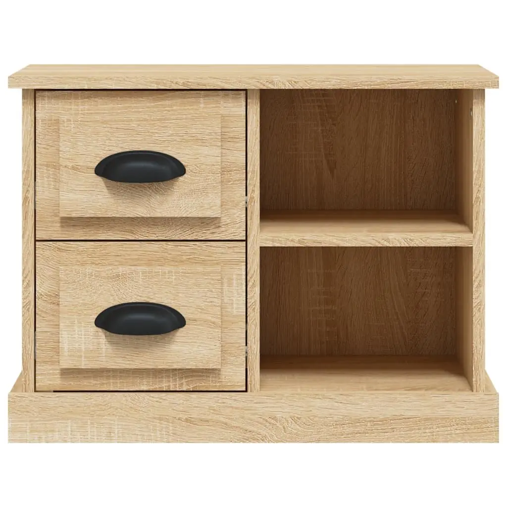 Bedside Cabinet Brown 60 x 35.5 x 45 cm Engineered Wood with 2 Drawers and 2 Compartments