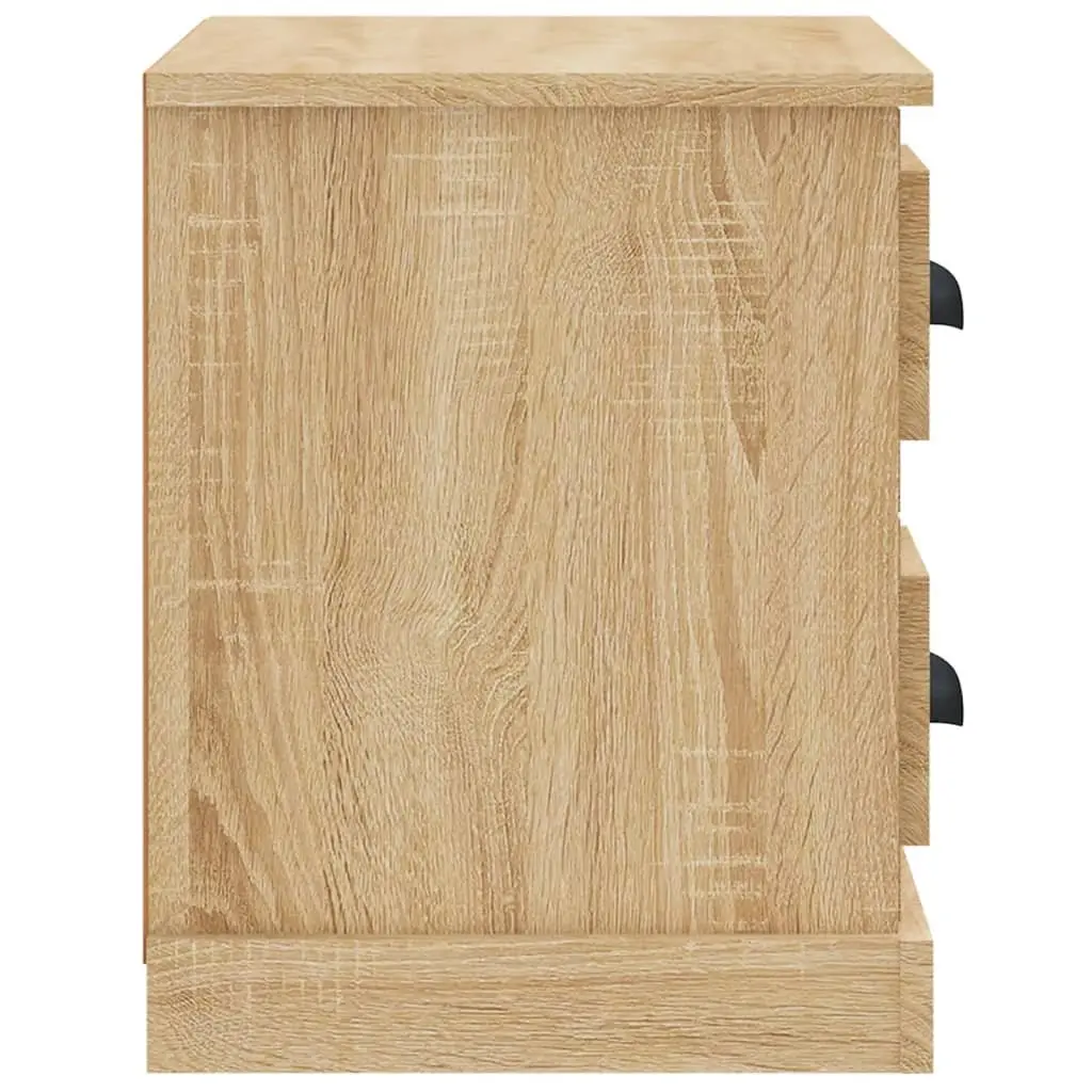 Bedside Cabinet Brown 60 x 35.5 x 45 cm Engineered Wood with 2 Drawers and 2 Compartments