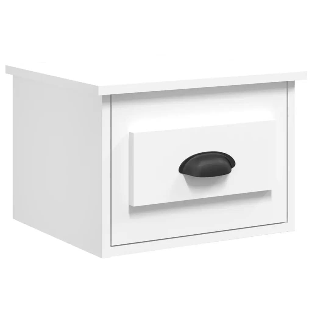 Wall-mounted Bedside Cabinet White Floating Nightstand 41.5cm x 36cm x 28cm Engineered Wood