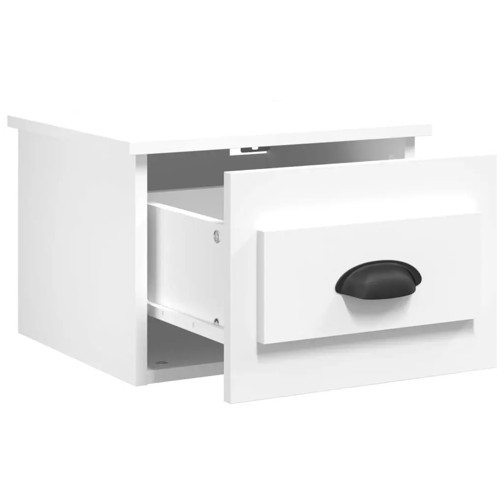 Wall-mounted Bedside Cabinet White Floating Nightstand 41.5cm x 36cm x 28cm Engineered Wood
