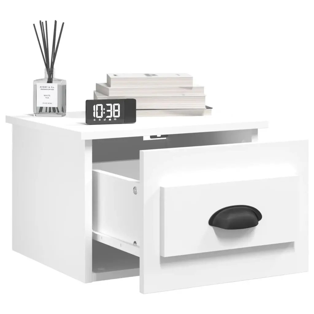 Wall-mounted Bedside Cabinet White Floating Nightstand 41.5cm x 36cm x 28cm Engineered Wood