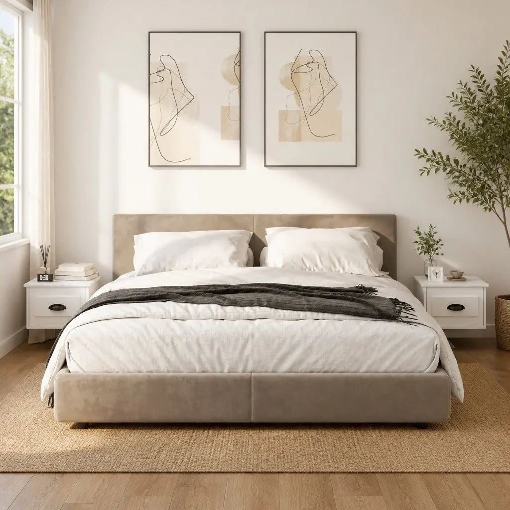 Wall-mounted Bedside Cabinet Floating Nightstand 41.5 x 36 x 28 cm Engineered Wood White Set of 2