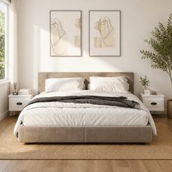 Floating Nightstand with Drawer in White - Set of 2