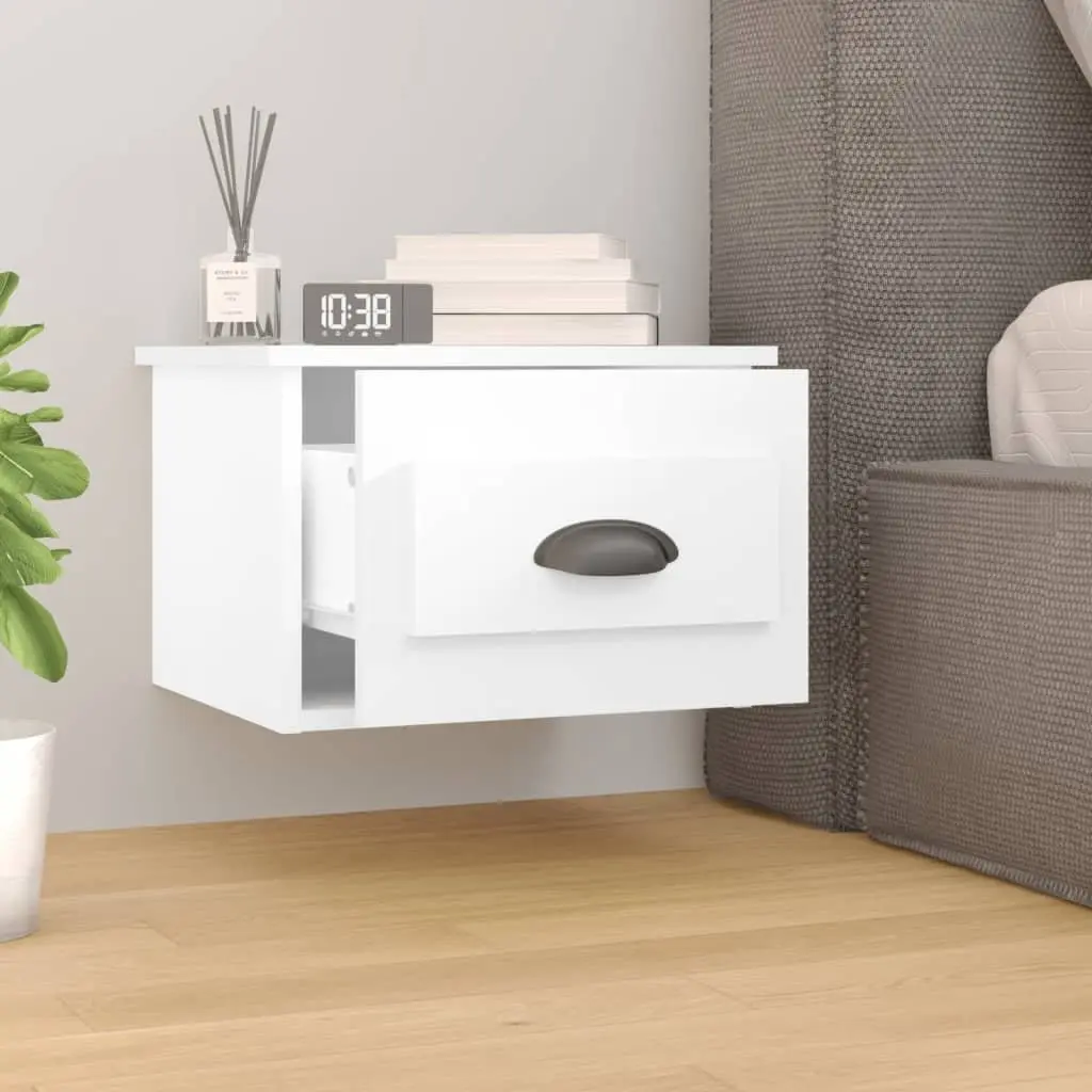 Wall-mounted Bedside Cabinet Floating Nightstand 41.5 x 36 x 28 cm Engineered Wood White Set of 2