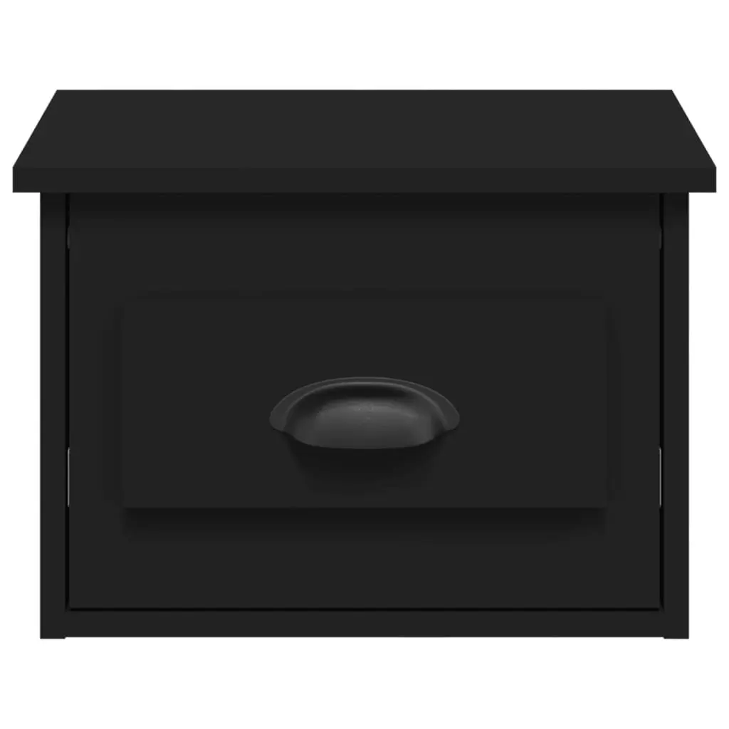 Wall-mounted Bedside Cabinet Black Floating Nightstand Engineered Wood 41.5 x 36 x 28 cm