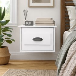 Elegant Wall-Mounted Bedside Cabinet in White High Gloss